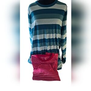 Lands End 3X Cotton Long Sleeve Tee Bonus Red Tee